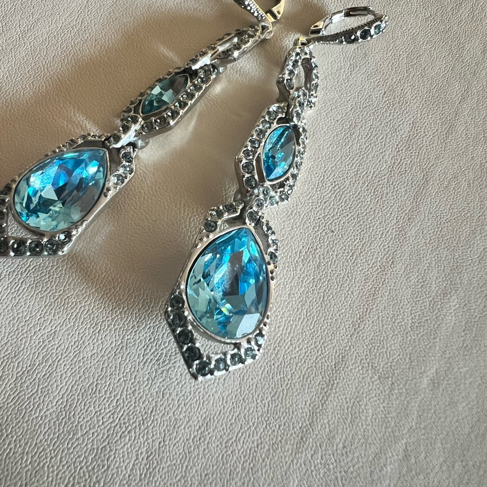 Dazzling Sterling Silver and Blue Crystal Earrings